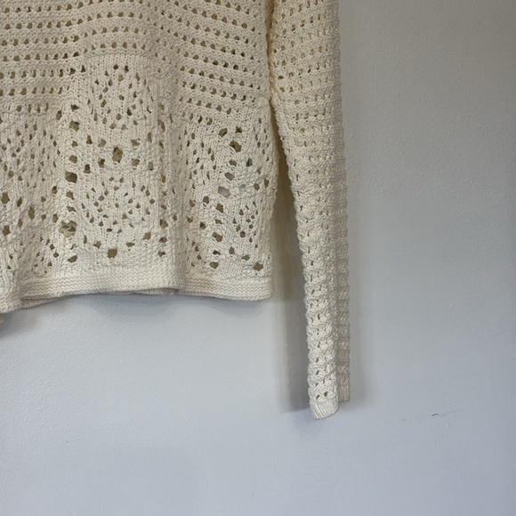 Madewell Crochet Polo Eyelet Long sleeve Open Knit LooseKnit Sweater euro summer - Picture 7 of 9